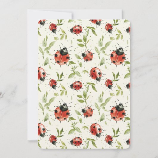 Red Green Leaves Ladybugs Bridal Shower Einladung (Rückseite)