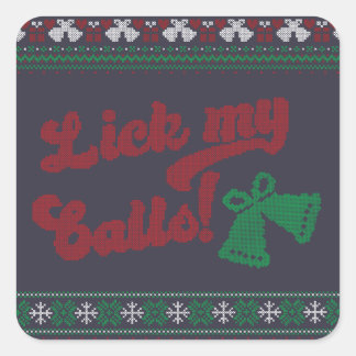 Red Green Lick My Balls Uggli Weihnachten Quadratischer Aufkleber