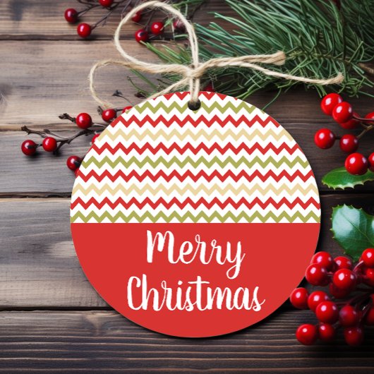 Red, Green, & Light Gold Weihnachten ZigZag Gesche Geschenkanhänger