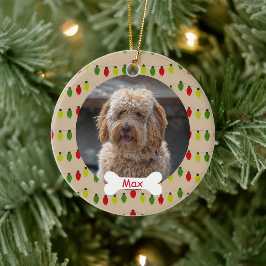 Red Green Lights Custom Pet Puppy Dog Foto Keramik Ornament (Baum)
