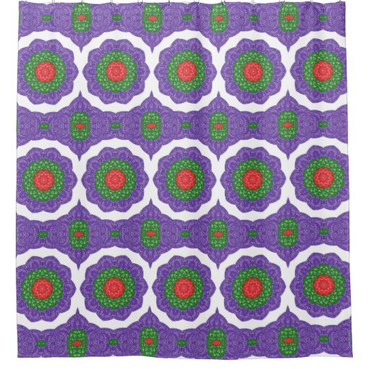Red Green Lila White Kaleidoscope Weihnachtsball Duschvorhang (Vorderseite)