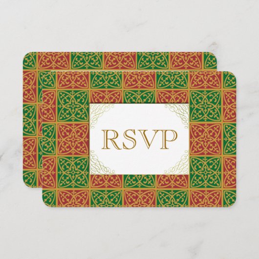 Red Green Lilie Custom RSVP Card (Vorne/Hinten)