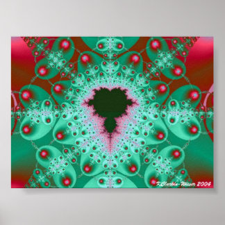 Red & Green Mandelbrot Poster