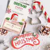 Red Green Minimalist Christmas Party Invitation Einladung