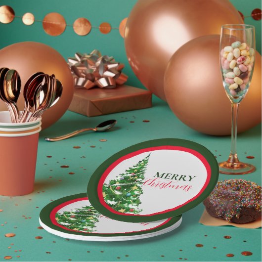 Red Green Minimalistisch Frohe Weihnachts-Party Pappteller (Multi)