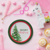 Red Green Minimalistisch Frohe Weihnachts-Party Pappteller (Party)