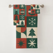 Red Green Mitte Jahrhundert Moderner Checkered Hol Badhandtuch Set (Insitu)