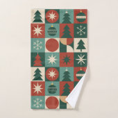 Red Green Mitte Jahrhundert Moderner Checkered Hol Badhandtuch Set (Handtuch)