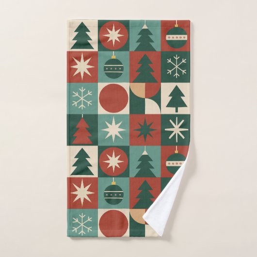 Red Green Mitte Jahrhundert Moderner Checkered Hol Badhandtuch Set (Handtuch)