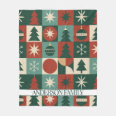 Red Green Mitte Jahrhundert Moderner Checkered Hol Fleecedecke (Vorderseite)