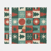 Red Green Mitte Jahrhundert Moderner Checkered Hol Fleecedecke (Vorderseite (Horizontal))