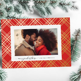 Red Green Modern Calligraphy Christmas Gold Karier Folien Feiertagskarte