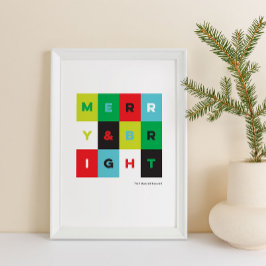 Red Green Modern Merge in Bright Holiday Art Print Poster