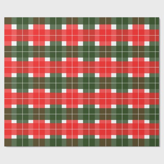 Red Green Modern Tartan Weihnachtsmuster Geschenkpapier (Flach)