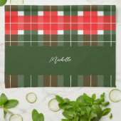 Red Green Modern Tartan Weihnachtsmuster Geschirrtuch (Gefaltet)