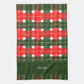 Red Green Modern Tartan Weihnachtsmuster Geschirrtuch (Vertikal)