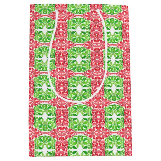 Red & Green Mosaik Geschenktasche Mittlere Geschenktüte (Vorderseite)