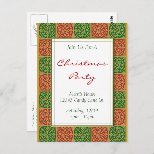 Red Green Muster Custom Christmas Party Postcard Postkarte (Vorne/Hinten)