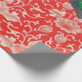 Red & Green Mystic Lotus Asiatisch Abstrakt Geschenkpapier (Ecke)