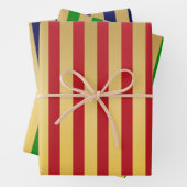 Red Green Navy Blue Gold Streifen Muster Geschenkpapier Set (Beispiel)