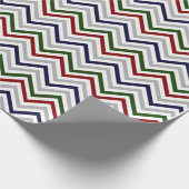 Red Green Navy Grau und White Zig Zag Geschenkpapier (Ecke)