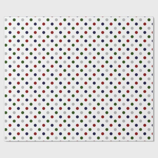 Red Green Navy Gray and White Dots Geschenkpapier (Flach)