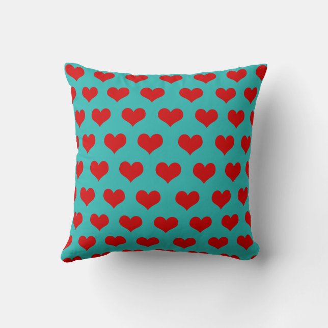 Red Green Niedlich Cosy Moderne Romantische Herzli Kissen (Rückseite)