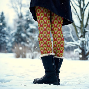 Red Green Niedlich Fun Weihnachtskranz Coquette Bo Leggings