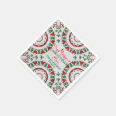 Red Green Nordic Folk Motive auf Linen Weihnachten Serviette (Ecke)