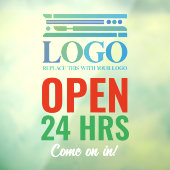 Red Green Open 24 Stunden Logo für Ihr Unternehmen Fensteraufkleber (Blatt 3)