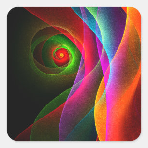 Red Green Orange Modern Abstrakt Art Pattern #22 Quadratischer Aufkleber