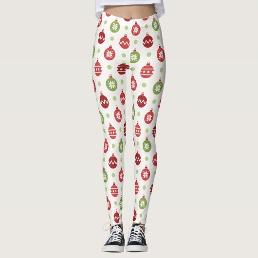 Red Green Ornaments Christmas Leggings Women (Vorderseite)