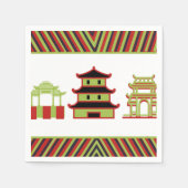 Red Green Pagoda Stripe Chinesisch Serviette (Vorderseite)