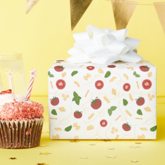 Red Green Pasta Tomato Basil Geschenkpapier (Geburtstagsparty)