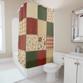 Red Green Patchwork Quilt Rustikales Bauernhaus Bl Duschvorhang (Beispiel)