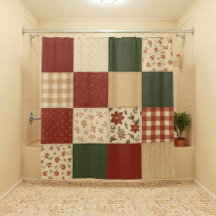 Red Green Patchwork Quilt Rustikales Bauernhaus Bl