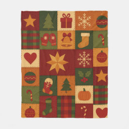 Red Green Patchwork Quilt Rustikales Bauernhaus Bl Fleecedecke