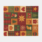 Red Green Patchwork Quilt Rustikales Bauernhaus Bl Fleecedecke (Vorderseite (Horizontal))