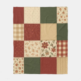 Red Green Patchwork Quilt Rustikales Bauernhaus Bl Fleecedecke