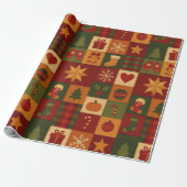Red Green Patchwork Quilt Rustikales Bauernhaus Bl Geschenkpapier (Ungerollt)