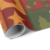 Red Green Patchwork Quilt Rustikales Bauernhaus Bl Geschenkpapier (Rolleneckpunkt)