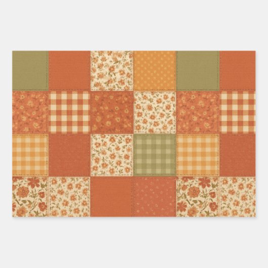 Red Green Patchwork Quilt Rustikales Bauernhaus Bl Geschenkpapier Set (Vorderseite 3)