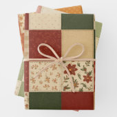 Red Green Patchwork Quilt Rustikales Bauernhaus Bl Geschenkpapier Set (Beispiel)