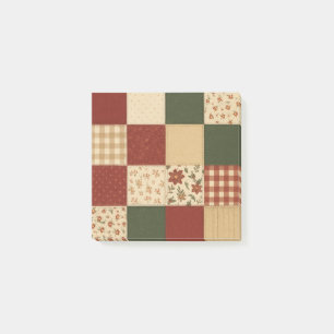 Red Green Patchwork Quilt Rustikales Bauernhaus Bl Post-it Klebezettel