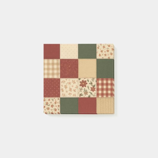 Red Green Patchwork Quilt Rustikales Bauernhaus Bl Post-it Klebezettel (Vorderseite)