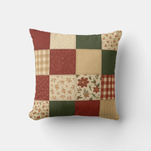 Red Green Patchwork Quilt Rustikales Bauernhaus Kissen