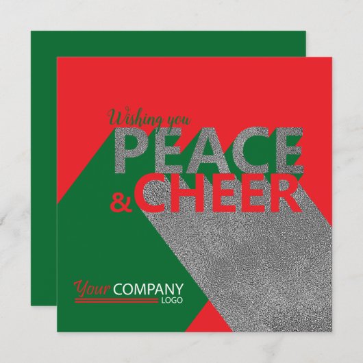 Red & Green, Peace & Cheer Card Einladung (Vorne/Hinten)