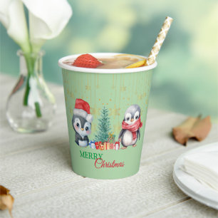 Red Green Penguin Santa Merry Weihnachtsfest Party Pappbecher