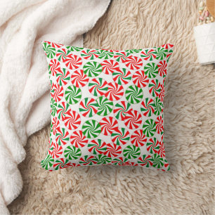 Red Green Peppermint Candy Swirl Kissen