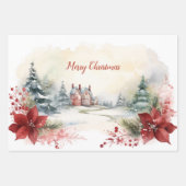 Red Green Pine Trees Weihnachtswald Geschenkpapier Set (Vorderseite 2)